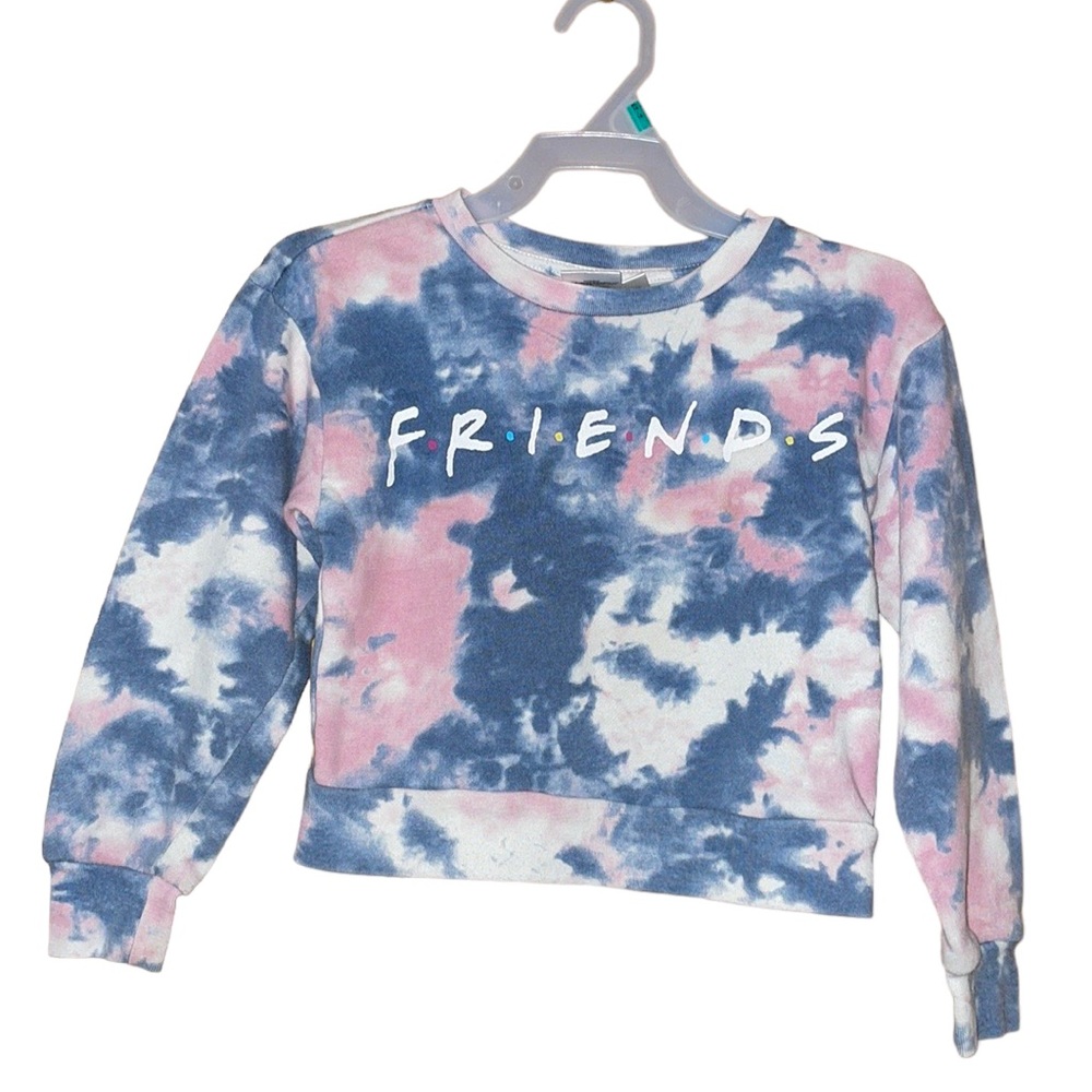 •FRIENDS•BLUE& PINK TIE DYE "FRIENDS" LOGO CREWNECK SWEATSHIRT SIZE 4/5
